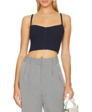 Jonathan Simkhai Dee Ribbed Knit Bustier Corset Top Size Medium Blue