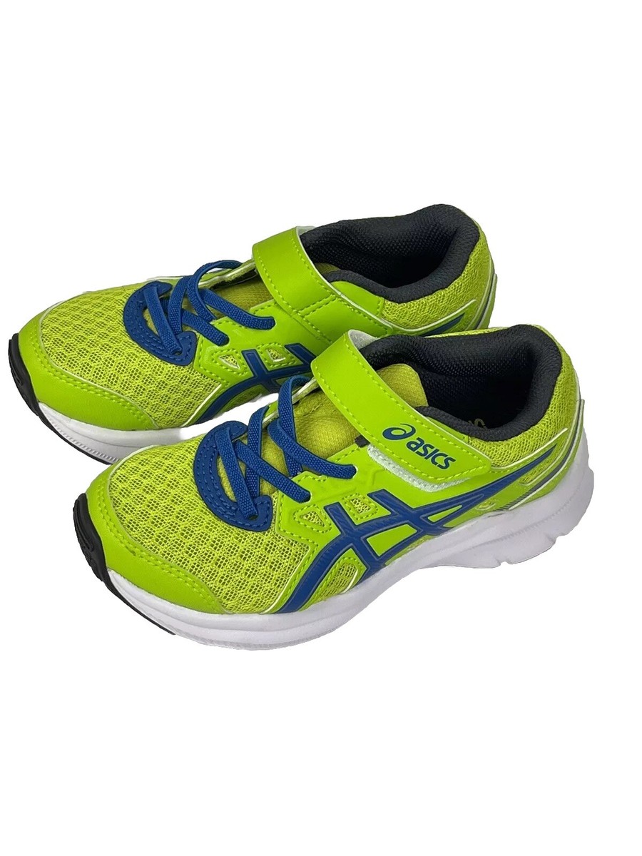 ASICS Neon Green Blue Athletic Shoes Sneakers Kids Size 11