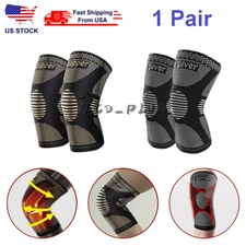 2x Copper Knee Sleeves Silver Compression Brace Support Sport Joint Injury Pain