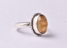 925 Sterling Silver Citrine Gemstone Rose Gold/Gold Plated Wedding Ring GRS-1140