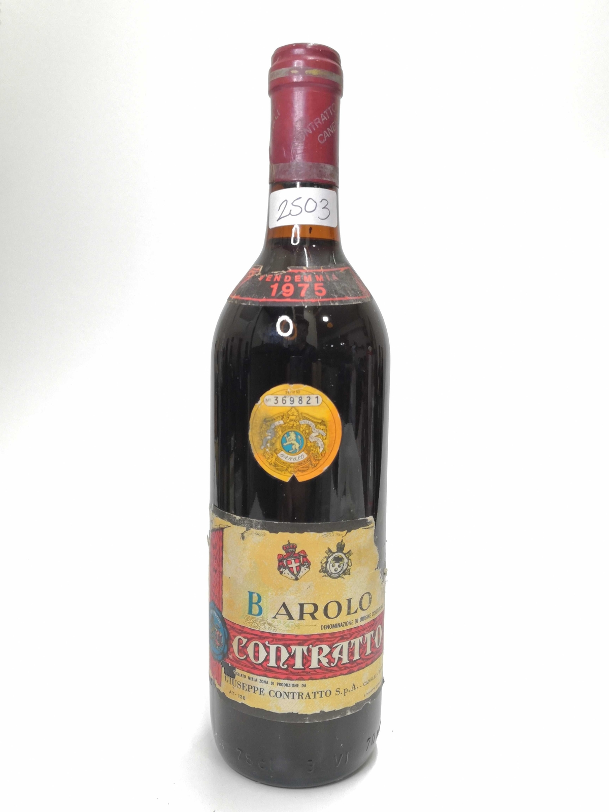 Vintage Bottle - Giuseppe Contratto Barolo 1975 0,72 lt. RUINED LABEL - COD. 250