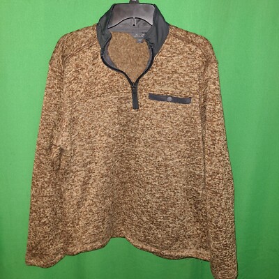 B347) NWOT EDDIE BAUER medium men pullover light jacket sweater fleece brown