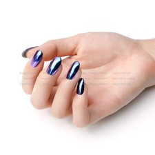 Polvo de uñas efecto cromo espejo azul púrpura pigmento sin esmalte lámina uñas nuevo