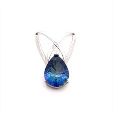 Designer Sterling Silver & Mystic Topaz Free Form Modernist Pendant! 40