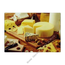 SET of 2 Retangular Glass Cutting Boards Kitchen Counter Top Saver BREAD CHEESE