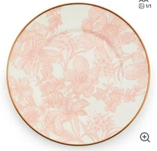 MacKenzie Childs Rosy English Garden Enamel Salad Dessert 8" Plate Brand New