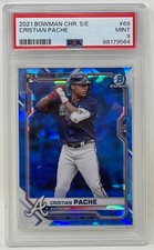 Cristian Pache 2021 Bowman Chrome Sapphire Braves RC MLB Baseball Card #69 PSA 9