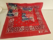 VINTAGE PARIS ACCESSORIES EXTRA LARGE RED BANDANNAS HANDKERCHIEF 4PK MADE IN USA