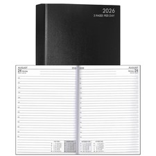 Image of 2026 A4 2 Page Per Day Diary With Appointments Desk Planner Hardback Cover Black