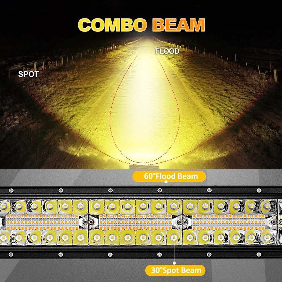 Barra de luz LED estroboscópica blanca ámbar curva AUXBEAM 50" pulgadas 6 modos para Chevrolet Foto 4 de 4