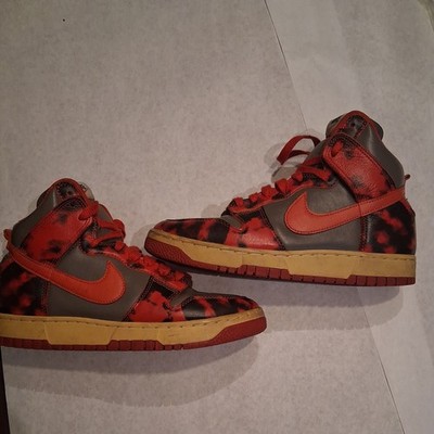 Nike Dunk High 1985 Basketball Red / Grey 8 Acid Wash