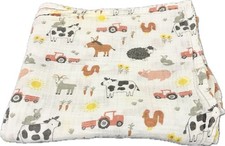 Parent's Choice Muslin Swaddle Blanket Farm Animals Cotton 47x47 Baby Cow Pig