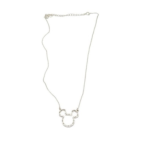 Silver Mickey Outline Necklace with Clear Stones – Adjustable Chain