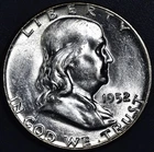 1952 50C FRANKLIN SILVER HALF DOLLAR KM# 199 Grade:  Choice BU A7143
