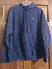 Nike Navy Blue White Sportswear Hoodie Long Sleeve Sweatshirt Men's Medium Med M