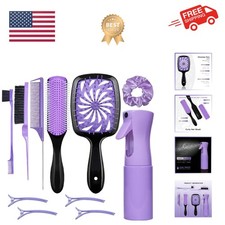 11 Pcs Hairbrush Set, Detangle Hair Brush And Spray Bottle, 3 Pieces Smooth H...