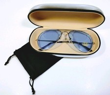 Unisex Aviator Sunglasses With Silver Frame And Ice Blue UV400 Lenses.