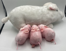 Vintage Dakin Mama Pig  3 Baby Piglets Nursing Plush Stuffed Animals 1980 Farm