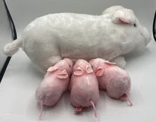 Vintage Dakin Mama Pig & 3 Baby Piglets Nursing Plush Stuffed Animals 1980 Farm
