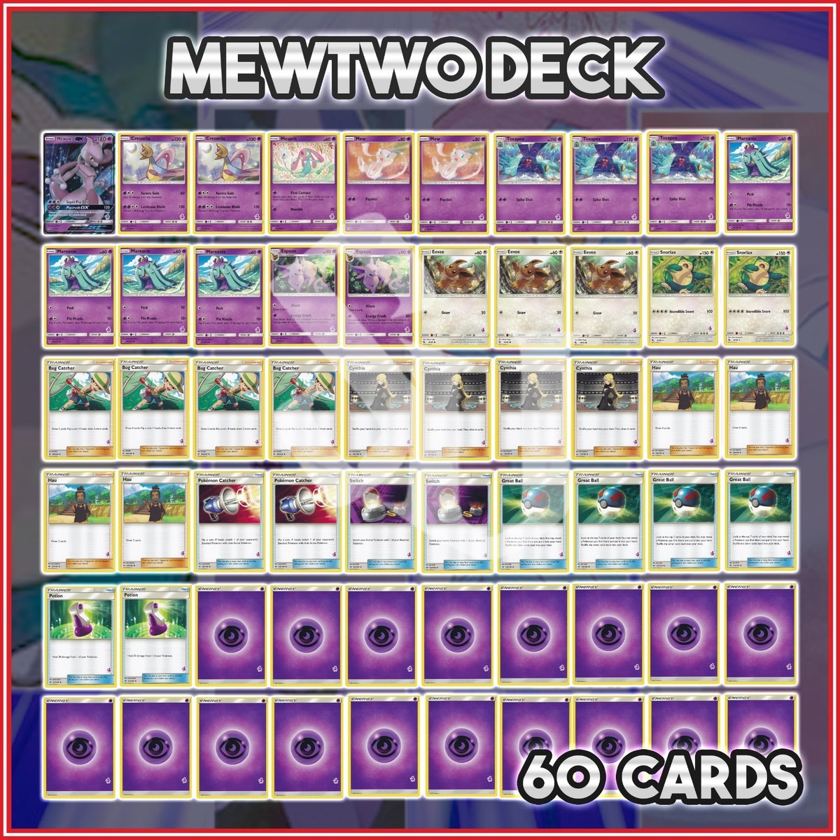 Pokemon TCG: Mewtwo 60 DECK | Battle Academy Mewtwo GX Mew Espeon Snorlax🔥 