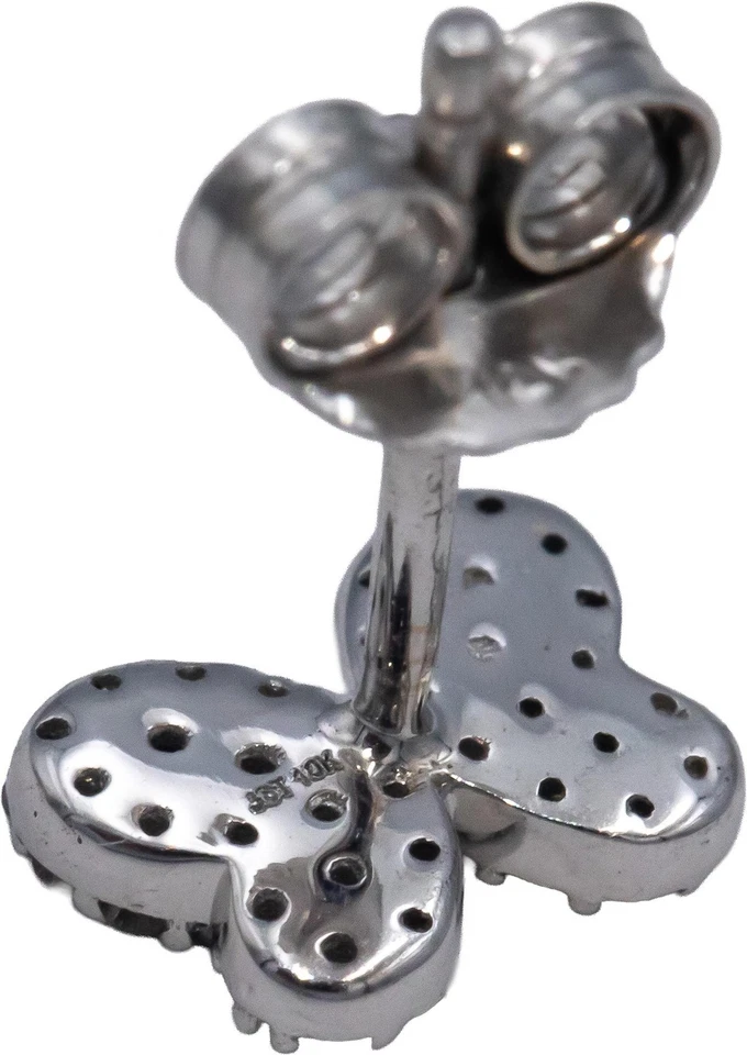 10k White Gold Round Diamond Cluster Butterfly Stud Earrings 0.20CT - Image 3 of 4