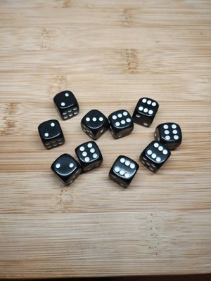 Schwarze 12 mm D6 Würfel x10 Tasche Warhammer Wargaming