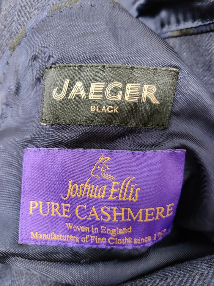JAEGER NEGRO JOSHUA ELLIS AZUL MARINO BLAZER 48L 100% CACHEMIR REGENTE CHAQUETA TRAJE Foto 3 de 4