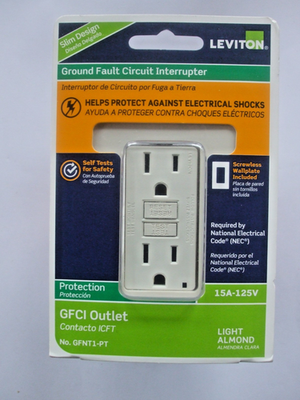 #ad Leviton C36 GFNT1 PT Light Almond Thermoplastic 15A 125V Duplex GFCI Outlet $15.95