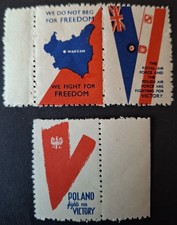Poland 1940 WW2 RAF & Polish Airforce Fight for Freedom Labels 2 Types MNH 