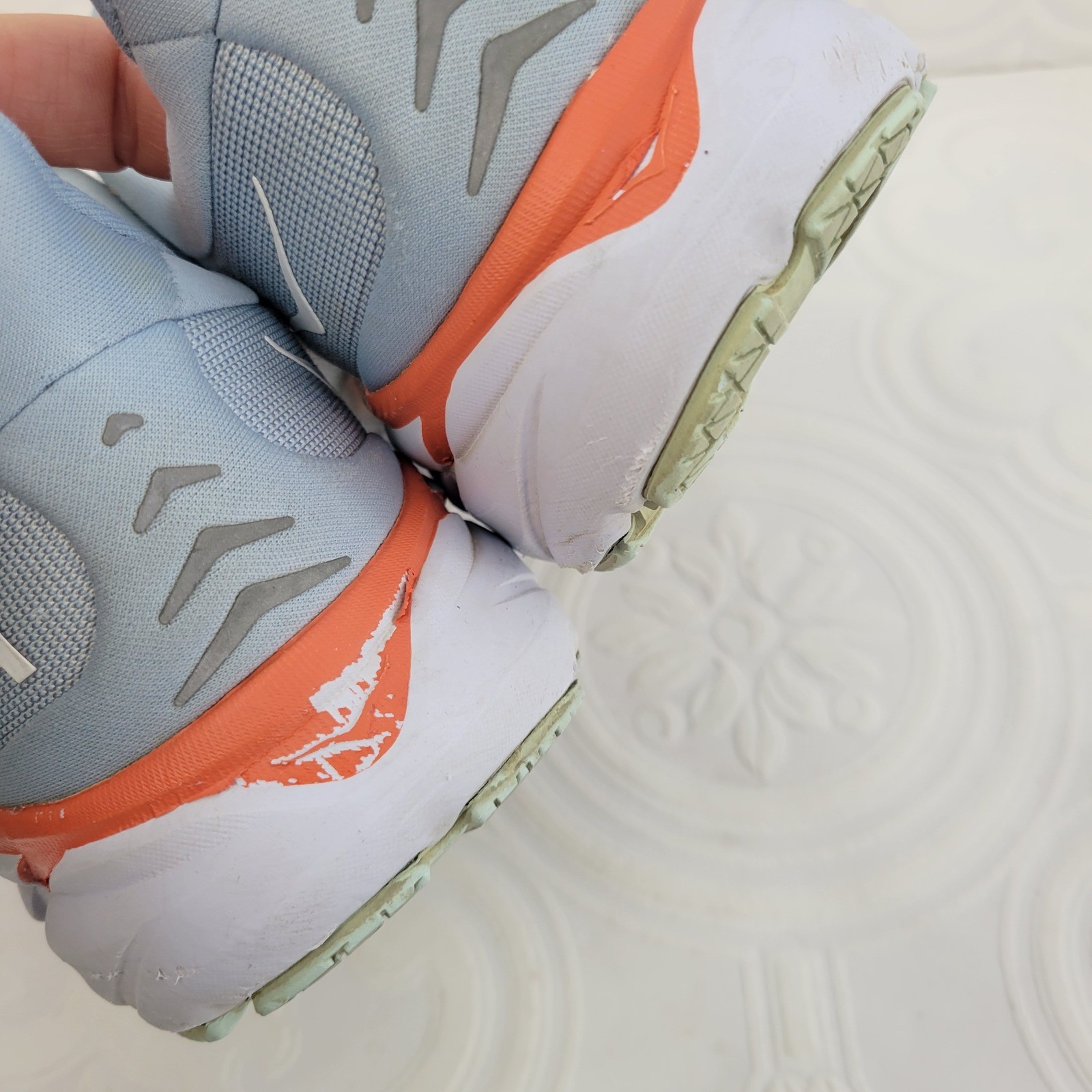 Hoka One One Clifton 8 Womens 9.5 Wide Blue Orange Running Shoes 1121375 thumbnail 14