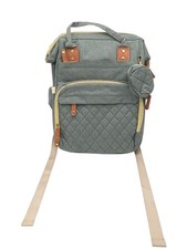 Diaper Backpack Stroller Straps Built in USB Charging Port Pockets Zip Gray