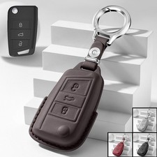 Genuine Leather Car Key Case Cover For Vw Golf Polo Mk7 Karoq Skoda Seat Leon Genuine Leather Car Key Case Cover For Vw Golf Polo Mk7 Karoq Skoda Seat Leon