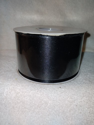 Aqua Satin Ribbon Single Face 100% Poly / 2-1/2 W / 50 YDS- Single-faced- Black - Picture 1 of 4