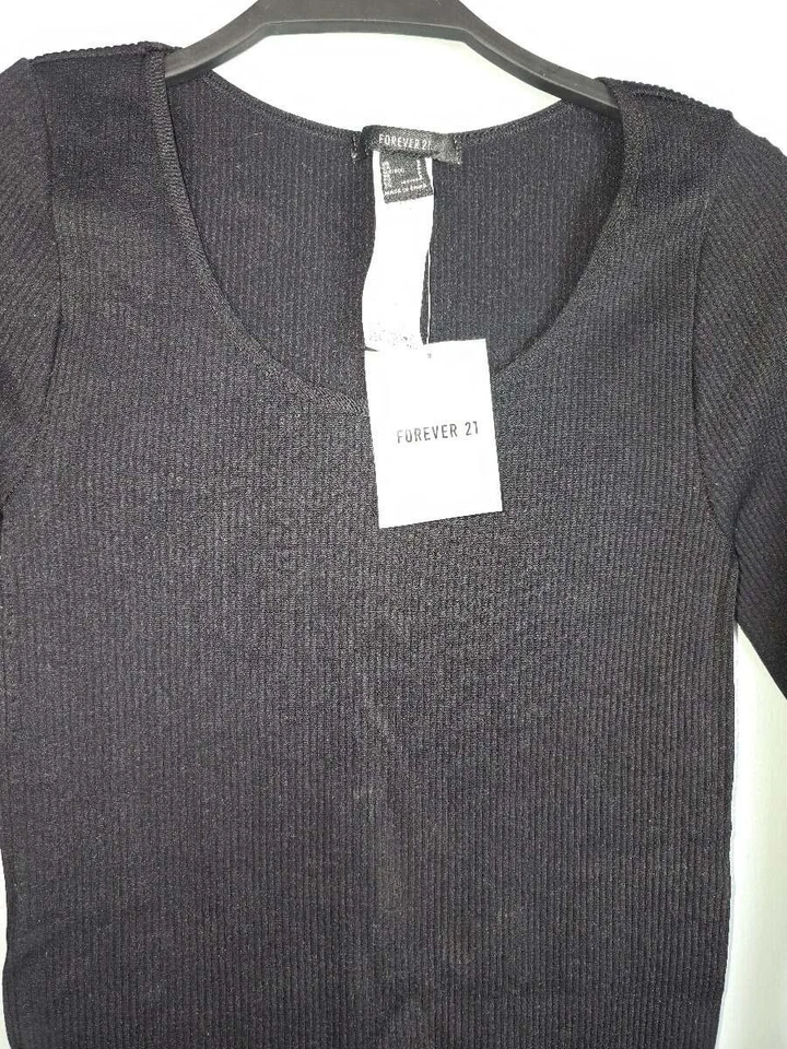 FOREVER 21 Talla Pequeña Para Mujer Mono Atlético Negro Entrenamiento Body Completo Foto 2 de 3