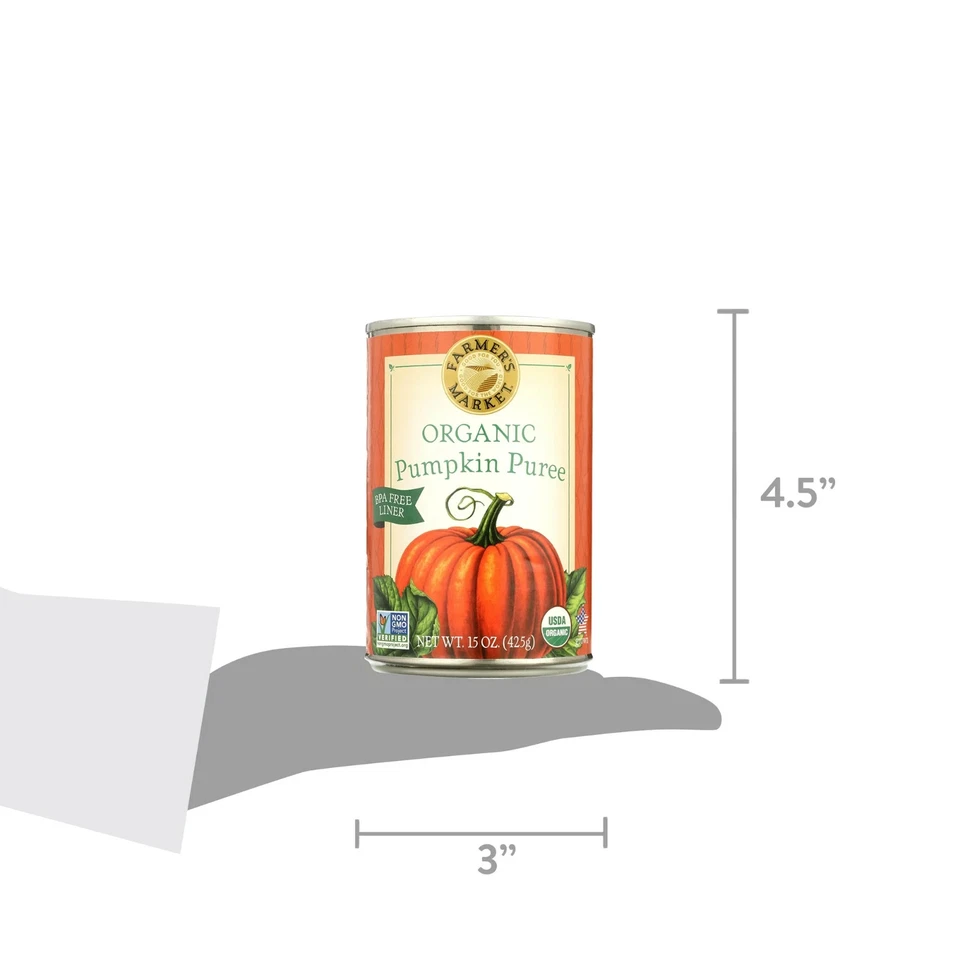 (3 Pack) Farmers Market Foods Pumpkin Puree - 15 oz Cans, 100% Pure - Image 3 of 4