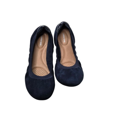 #ad Lands End Womens Blue Suede Comfort Elastic Ballet Flat Shoes 8.5 Minimalist $21.88