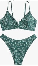 ZAFUL Women's Underwire floral green Bikini sz 6