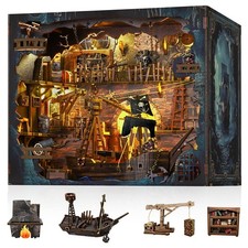 Book Nook Kit - DIY 3D Wooden Puzzle Miniature House with LED Large, Colorful