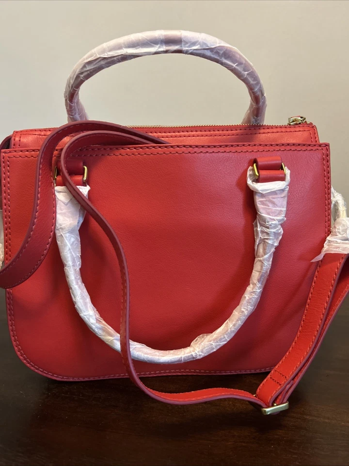 Fossil Ryder Mini Satchel  Leather Crossbody Handbag Brick Red - Image 2 of 4