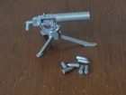 MARX VINTAGE BATTLEGROUND DESERT FOX SILVER FIRING MACHINE GUN W/ TRIPOD & AMMO