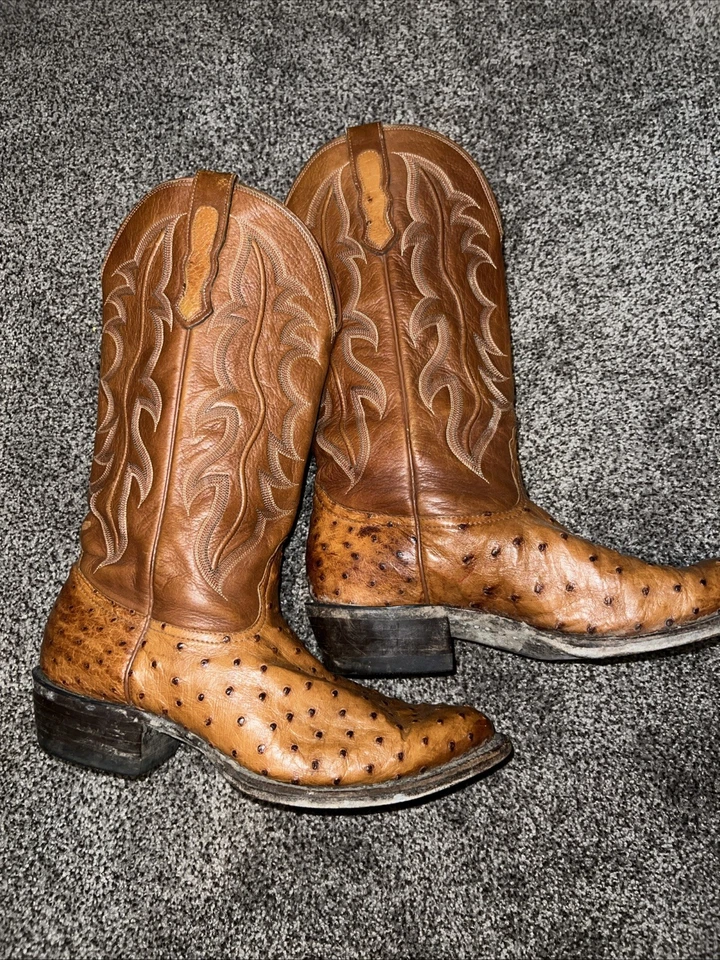 Botas de Vaquero Exóticas Nocona Para Hombres Pluma Completa Piel de Avestruz Talla 9.5 EE HECHAS EN EE. UU. Foto 2 de 4