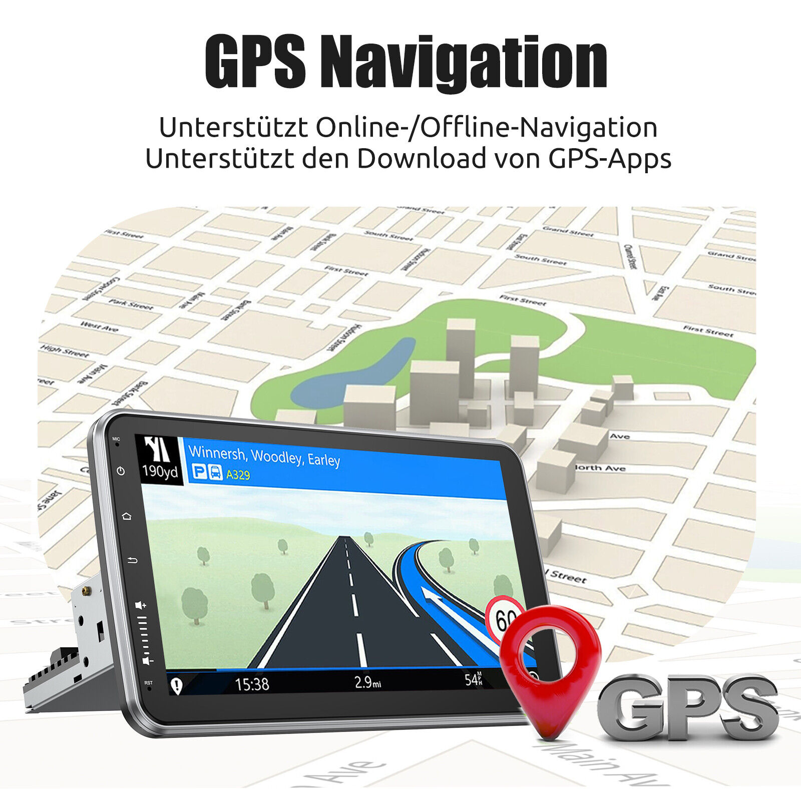 GPS Navi RDS BT EQ 360 drehbarer Bildschirm Android 13 Autoradio mit Kamera RDS