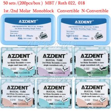 50Sets Dental Orthodontic Buccal Tubes 1st 2nd Molar Tube Roth MBT .022 Bondable