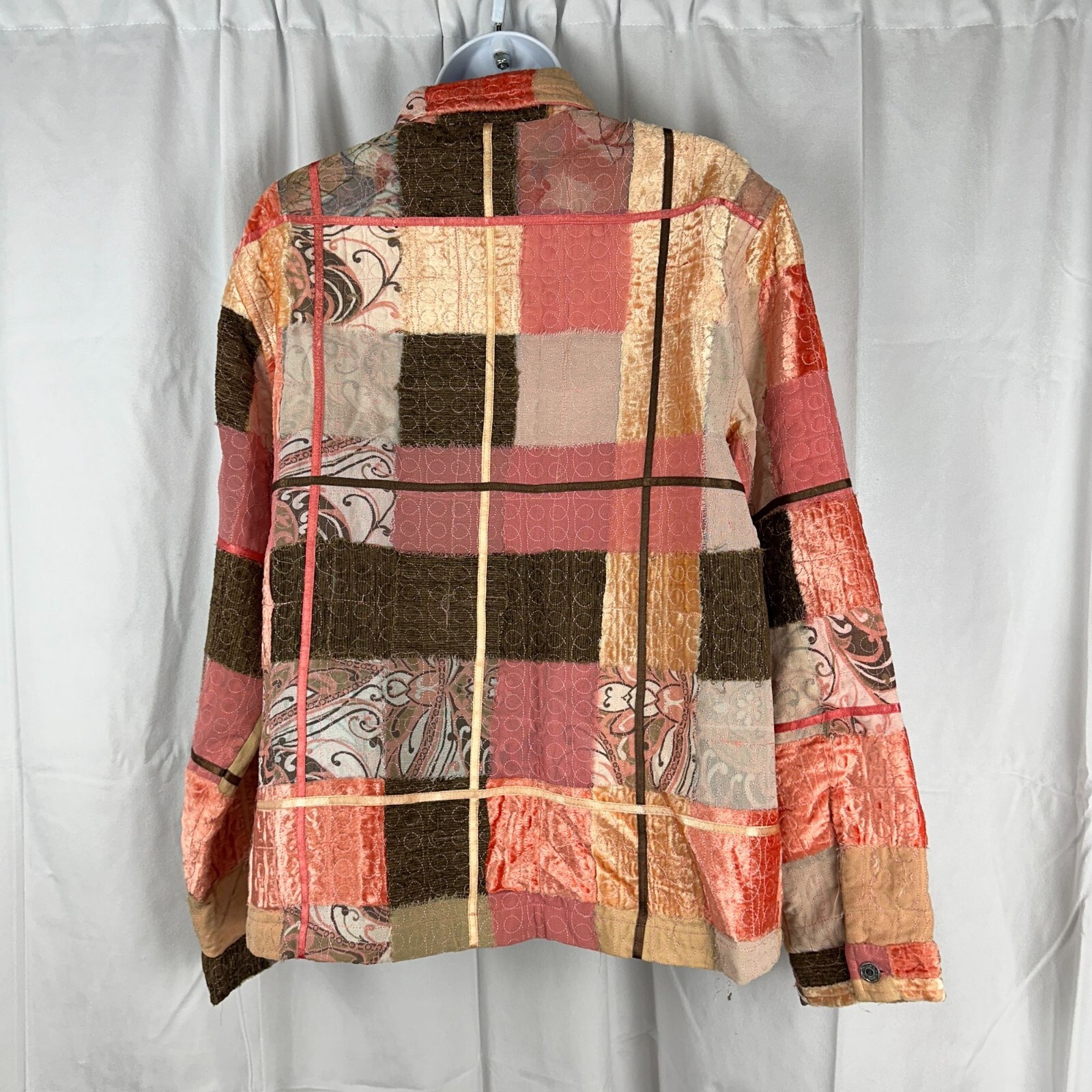 Multiples Womens Patchwork Button-Up Jacket M Ray… - image 7
