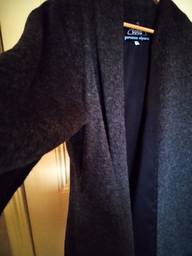 Alpaca Swing Coat. Dark Grey. Size 12. Beautiful. Ptp 55cm/L 85 cm. Lapels. - Picture 7 of 8