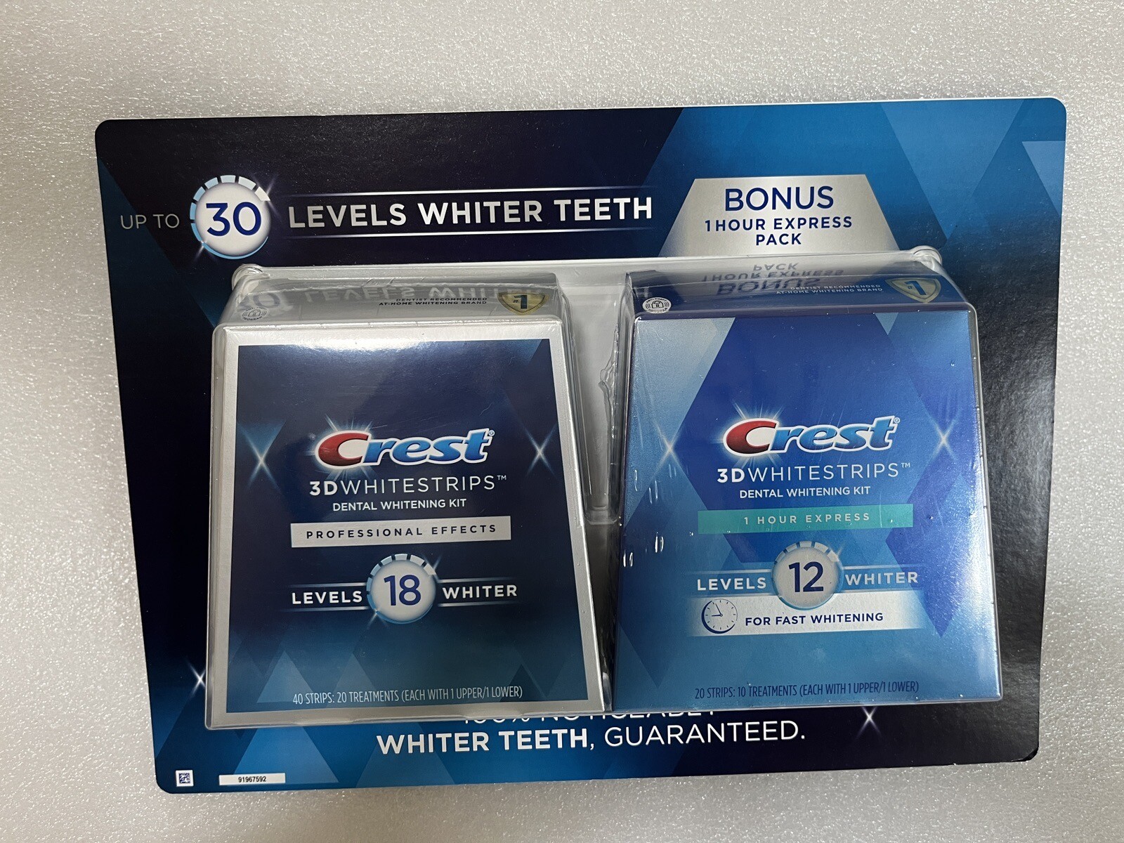 Crest 3D Whitestrips (40 Count) w/Bonus 1 Hour Express Pack (20 Count ...
