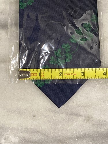 NEW Patrick Francis Mens Irish Pure Silk Tie Necktie Shamrock Navy 58"L x 3.5"W - Picture 6 of 6