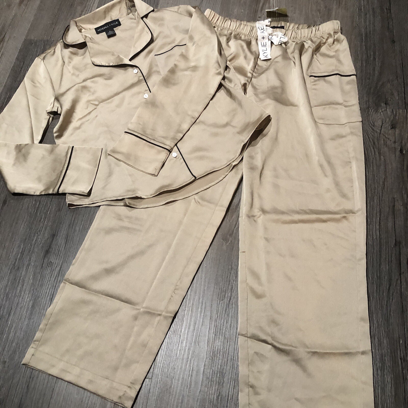 KENDALL + KYLIE  Beige Brown Tan Gold Satin Set Sample Rare Blogger S NWOT image 2