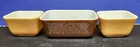 3 Vtg Pyrex Woodland Brown Refrigerator Dishes 2- 501's & 1- 502  No Lids