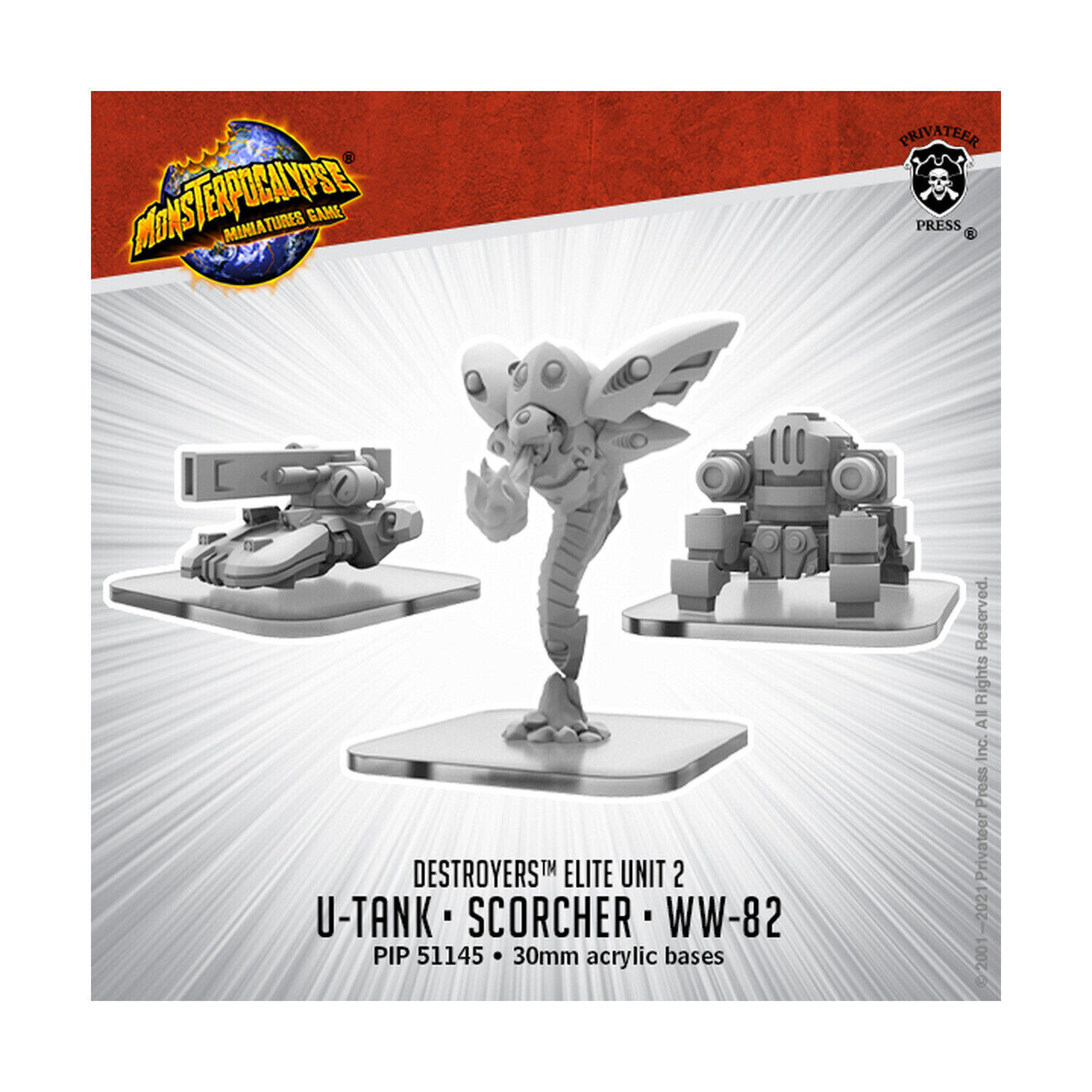 Капер нажимает на мини-танк Monsterpocalypse U-Tank, WW-82 и новый Scorcher